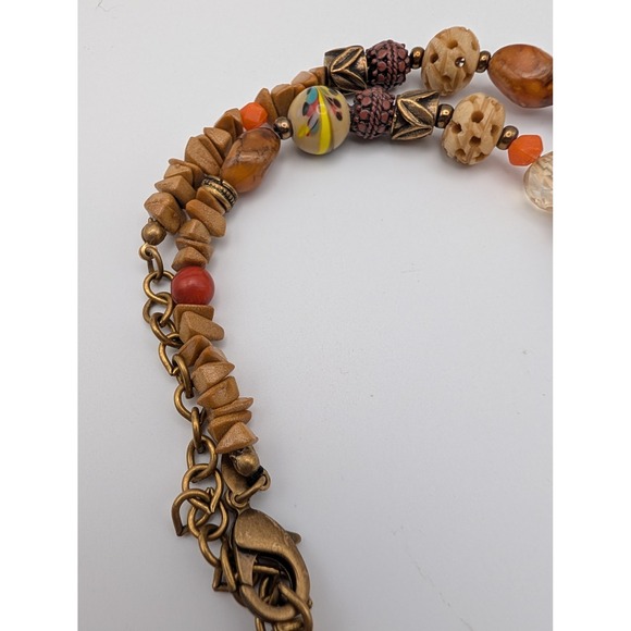 Chico's Statement‎ Necklace Colorful Beads Faux Bone Shell Bohemian Tribal - Picture 3 of 5